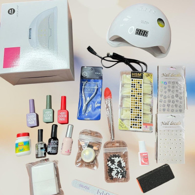Combo Nail Cá Nhân 19 Món Làm Tại Nhà, Sơn Gel Nữ, Máy Sấy Gel Sun5, Kềm Nhặt Da, Dụng Cụ Chăm Sóc Móng Tiện Dụng