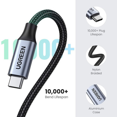 Ugreen UG80810US372TK 0.5M 3.1 gen2 4k 60hz 100w 10Gbps Cáp nối dài usb type c - HÀNG CHÍNH HÃNG