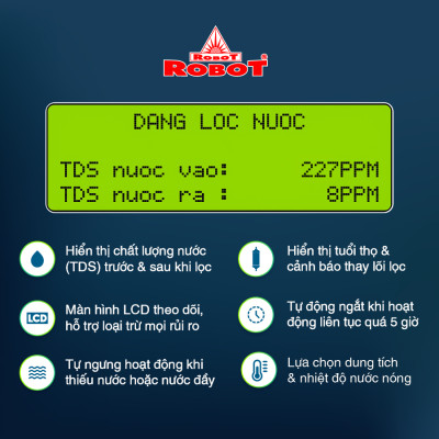 Máy Lọc Nước R.O Hydrogen Kiềm Nóng Thông Ninh ROBOT HydroMega Plus-9 - Hàng Chính Hãng