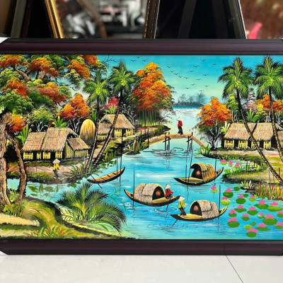Tranh Sơn Mài - ĐỒNG QUÊ VIỆT NAM | Size 50x80 cm | Mộc Mạc – Bình Yên – Đậm Hồn Dân Tộc