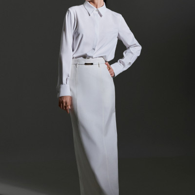 Áo sơ mi cổ đức bản to Vincent thiết kế cao cấp WHITE CHIC