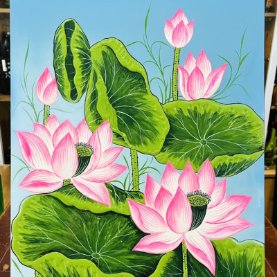 Tranh Sơn Mài - HOA SEN | Size 40x60 cm | Thanh Tịnh – Trang Nhã – Nghệ Thuật Truyền Thống