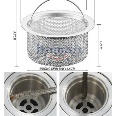 Giỏ Lọc Rác Bồn Rửa Bát INOX 304 Rổ Lọc Rác Chậu Rửa Chén Có Quai Xách Thoát Nước Nhanh Tiện Lợi