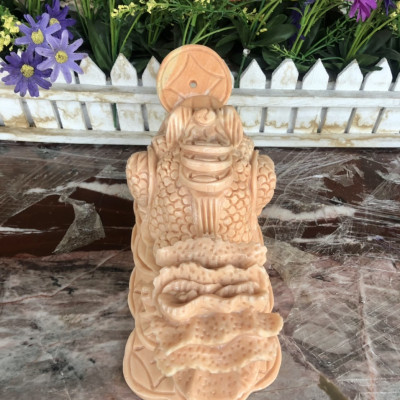 Tượng Cóc Ba Chân, Cóc Ngậm Tiền, Thiềm Thừ phong thủy cõng bắp cải chiêu tài lộc đá cẩm thạch vàng cà rốt - Dài 20 cm