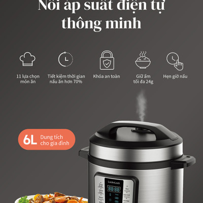 Nồi áp suất điện tử Lock&Lock EJP666SLV 6 Lít - Hàng chính hãng