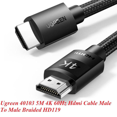 Ugreen UG40103HD119TK 5M 4K 30Hz màu đen Cáp hdmi - HÀNG CHÍNH HÃNG