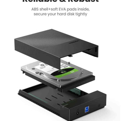 Ugreen UG30729CM472TK 3.5inch 16Tb 1M Hộp đựng ổ cứng SATA hổ trợ 16Tb kèm cáp USB-A sang USB-C hổ trợ nguồn 12v-2A - HÀNG CHÍNH HÃNG