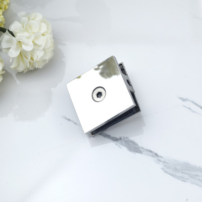 Kẹp định vị kính 0 độ cho cabin tắm chất liệu inox 304 mặt gương cạnh vát Hiwin FC-2080 lắp ở chân vách kính