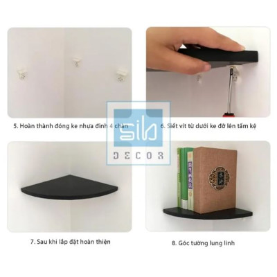 Bộ 3 Kệ Trang Trí Treo Góc Tường Juno Sofa Hình Cung Tròn (Không Cần Khoan Tường) KT 28x 28x1.8cm
