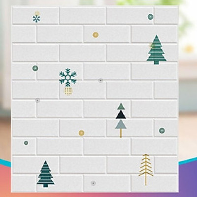 Bộ 20 Tấm Xốp Dán Tường 3D Hoạt Hình Cây Thông Dễ Thương, Dày Dặn Chống Va Đập