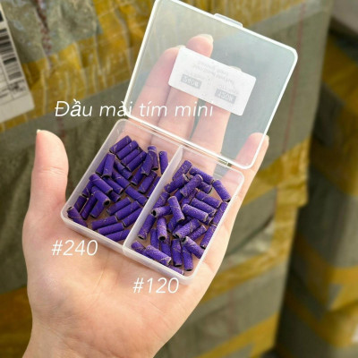 Đầu Mài Nhám Tím Mini 240, 120 Hộp 60 chiếc Làm Nhám Bề Mặt Móng, Tăng Độ Bền Móng Làm Nail, Đắp Gel Bột, Dễ Sử Dụng Nail Phương Miu