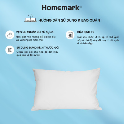 Bảo Vệ Gối Khách Sạn Homemark 50x70cm - Kháng Nước, Chống Bụi, Khóa Kéo Tiện Lợi