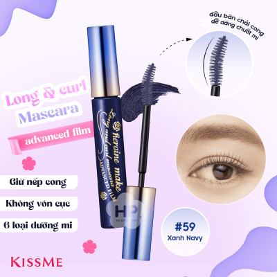 Mascara Dạng Màng Film Nâng Cao Siêu Chống Trôi Giúp Nâng Cong Và Vuốt Dài Mi Kissme Heroine Make Xanh Navy #59 (6 G)