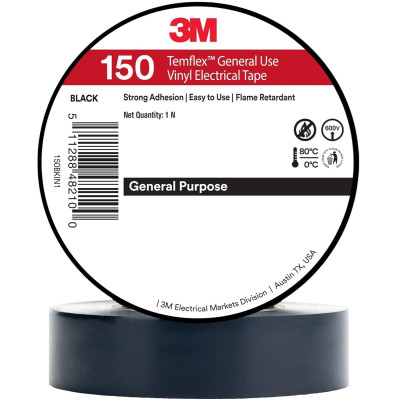Băng keo điện PVC 3M Temflex 150 18mm x 20m 3M-BK150 - Chống cháy, cách điện tốt, chịu nhiệt cao, sử dụng linh hoạt