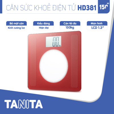 Cân sức khoẻ điện tử Tanita HD381 Nhật Bản, Cân tanita, chính hãng nhật bản,cân điện tử,cân chính hãng,cân nhật bản, cân sức khoẻ y tế, cân sức khoẻ gia đình, cân sức khoẻ cao cấp,cân 120kg,cân 130kg,cân 150kg,Cân sức khoẻ mini