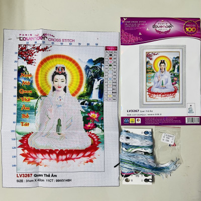 Tranh thêu chữ thập Quan thế âm bồ tát LV3267