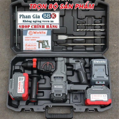 Máy khoan đục bê tông pin WORKFIX WF-RH3003PRO, Anti-kickback, giảm rung chấn RVT, 3 chức năng, 6 tốc độ
