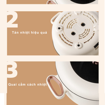 Nồi Lẩu Điện Đa Năng Chống Dính 3 Lít 1000W KONKA KZG-HP03 - HÀNG CHÍNH HÃNG 