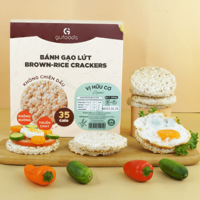 Bánh gạo lứt Hữu cơ GUfoods - Thành phần gạo lứt organic, Không đường, Không chiên dầu, Lành mạnh, Phù hợp Eat clean, Ăn vặt healthy, Thực dưỡng, Tập gym, Thuần chay