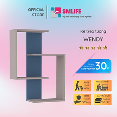 Kệ gỗ trang trí phòng khách gia đình SMLIFE Wendy