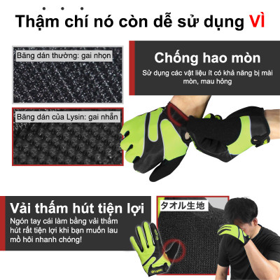 Lysin - găng tay bọc nửa ngón tập gym, thể dục, xe đạp, tạ lure, câu cá, xe máy chống trượt bảo vệ tay thương hiệu Nhật bản