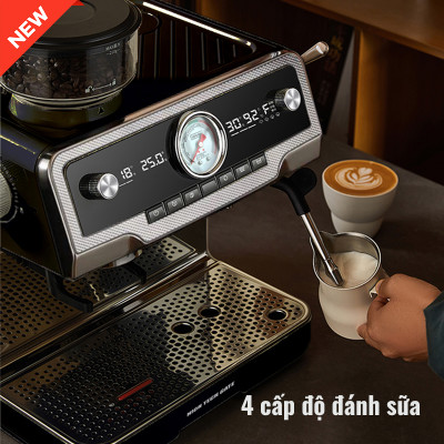 Bộ máy pha cà phê CF08 xay hạt cà phê, lấy nước nóng, đánh bọt sữa độc lập, toàn diện DIY chức năng, hàng chính hãng