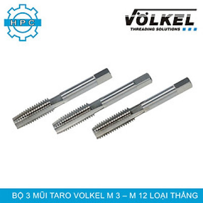 Bộ 3 mũi taro tay Volkel M 3 - M 12  loại thẳng