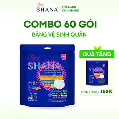 Combo 60 gói Băng Vệ Sinh Quần Peppy Shana Ngày Đêm Siêu Thấm, Freesize, Chống Tràn Tối Đa, Tiết Kiệm (120 miếng)