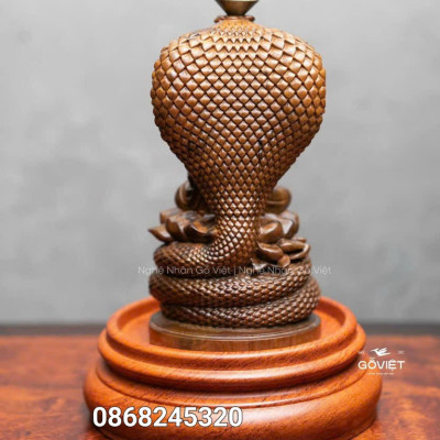 Combo Tượng thần rắn bảo vệ đức phật xông trầm bằng gỗ bách xanh thơm nức  kt cao 20×11×10cm chưa tính đế gỗ hương  