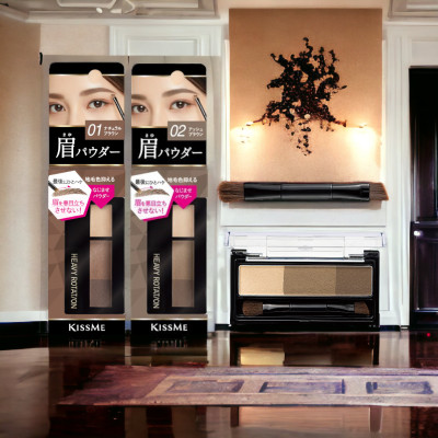 Bột Kẻ Lông Mày Chống Trôi Màu Sắc Tự Nhiên Kissme Heavy Rotation (Hộp 3 Khay Màu)