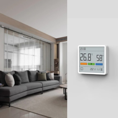 Nhiệt ẩm kế Duka TH1, máy đo nhiệt độ, độ ẩm phòng màn hình lớn 3,67", hiển thị trạng thái nhiệt độ, độ ẩm phòng nhanh chóng chính xác, cài đặt ngày giờ