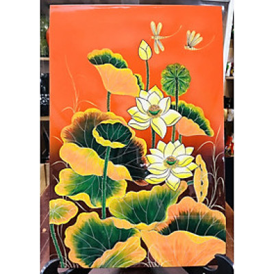 Tranh Sơn Mài - HOA SEN | Size 40x60 cm | Thanh Tịnh – Trang Nhã – Nghệ Thuật Truyền Thống