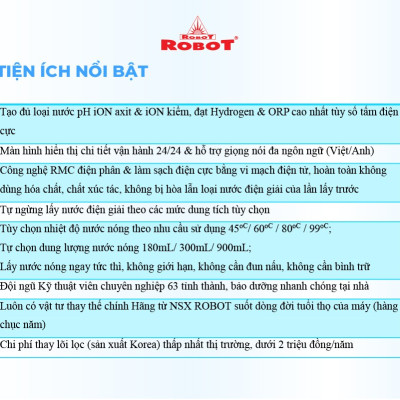 Máy Lọc Nước Điện Giải Ion Kiềm ROBOT IonSmart 510 Nóng Thông Minh - Hàng Chính Hãng