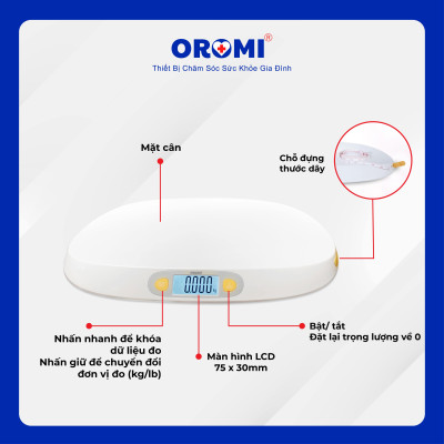 Cân Điện Tử Trẻ Em OROMI ER7230 - Cân Trẻ Sơ Sinh Kỹ Thuật Số