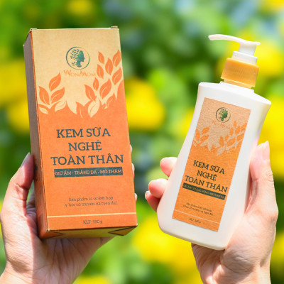 Combo dưỡng trắng da toàn diện cho mẹ sau sinh Wonmom (1 kem sữa nghệ toàn thân+1 kem nghệ tươi)