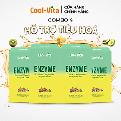 Combo 4 Hộp Nước Uống Bổ Sung Enzyme Chiết Xuất Từ Trái Cây và Rau Củ Hỗ Trợ Tiêu Hoá, Thanh Lọc Cơ Thể Coolvita - Hộp 7 Túi