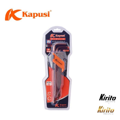 Bộ lục giác bi, bộ hoa thị đầu bông mai có lỗ thép nâu S2 dài Nhật Kapusi JAPAN 9 chi tiết