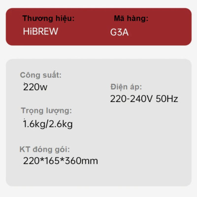 Máy Xay Hạt Cà Phê Espresso HiBREW G3A Tự Động Chống Vón Cục Tĩnh Điện, Tích Hợp 31 Chế Độ Xay - Thương Hiệu Mỹ Cao Cấp, Hàng Chính Hãng