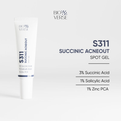 Gel chấm mụn 3% Succinic acid + 1% Salicylic Acid hỗ trợ giảm khuẩn và se còi mụn Bioverse S311 Succinic Acneout 10ml 