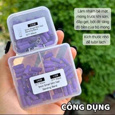 Đầu Mài Nhám Tím Mini 240, 120 Hộp 60 chiếc Làm Nhám Bề Mặt Móng, Tăng Độ Bền Móng Làm Nail, Đắp Gel Bột, Dễ Sử Dụng Nail Phương Miu