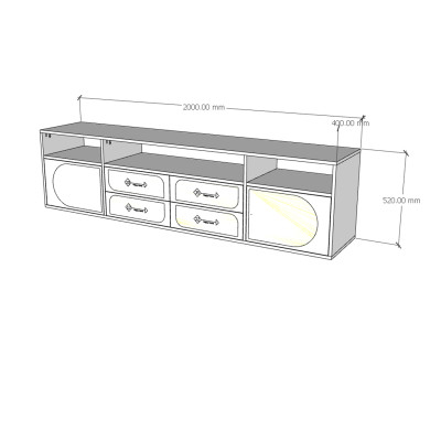 [Happy Home Furniture] BANA, Kệ TV 2 cửa mở - 4 ngăn kéo, 200cm x 40cm x 52cm ( DxRxC), KTV_033