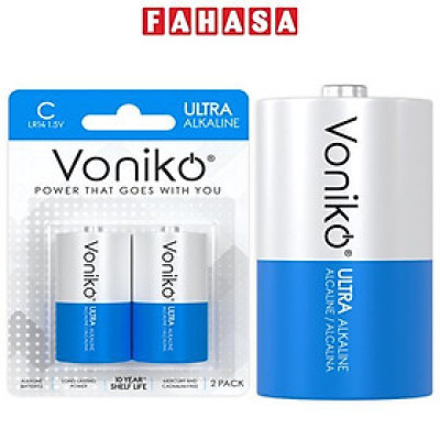 Vỉ 2 Pin Kiềm C 1.5V - Voniko