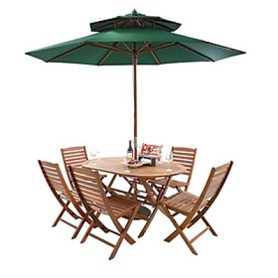 Bộ Bàn Oval Papua 6 Ghế Xếp Sumur IBIE NS4006A (130 x 130 x 72 cm) - Nâu