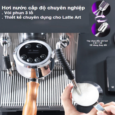 Máy pha cà phê Espresso, Cappuccino, Latte - Dòng chuyên nghiệp. Thương hiệu Mỹ cao cấp HiBREW - H21. HÀNG CHÍNH HÃNG