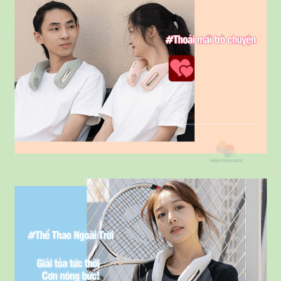 Quạt đeo cổ F41 không cánh cầm tay, sử dụng không dây 3 cấp độ tiện lợi, co giãn silicone linh hoạt, giảm ồn, hàng chính hãng