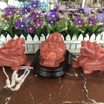 Bộ combo Tỳ Hưu và Tượng Cóc Ba Chân Cóc Ngậm Tiền Thiềm Thừ phong thủy chiêu nạp tài lộc đá núi lửa trang trí bàn thờ thần tài thổ địa