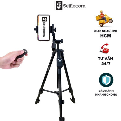 Chân đế tripod dùng cho điện thoại và máy ảnh Selfiecom TTX-6218 - Có Remote chụp ảnh và túi đựng tiện lợi - Hàng chính hãng