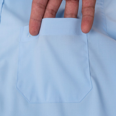 Áo Sơ Mi Nam Công Sở Trung Niên Anton Somianton Xanh Dương Nhạt Trơn Ngắn Tay Vải Cotton - YSN14