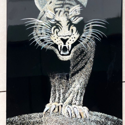 Tranh sơn mài - MÃNH HỖ UY PHONG - cẩn ốc, trứng hàng xuất khẩu