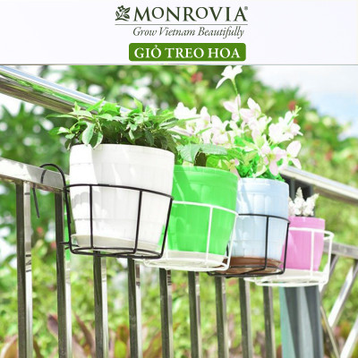 Combo 3 Giỏ treo chậu hoa ban công MONROVIA, giỏ sắt treo chậu hoa ban công, chậu treo ban công, kệ treo ban công, móc treo, khung thép, sơn tĩnh điện chính hãng thương hiệu MONROVIA  - Màu Đen
